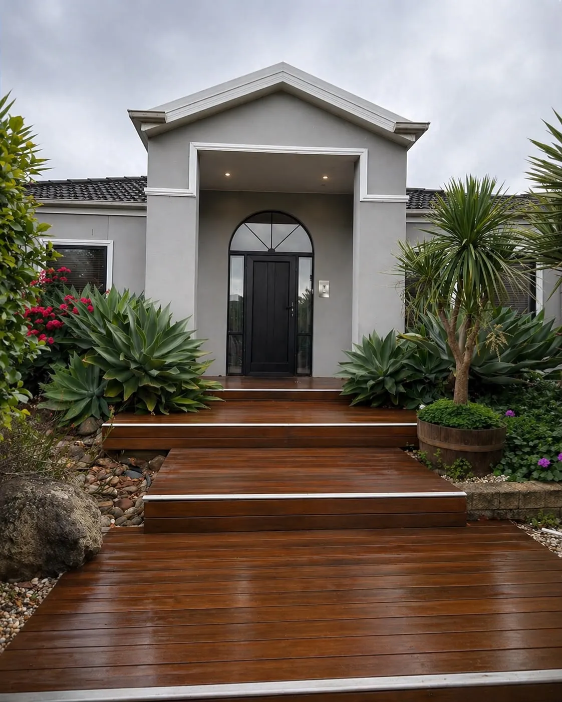 The same deck stained and the wall painted