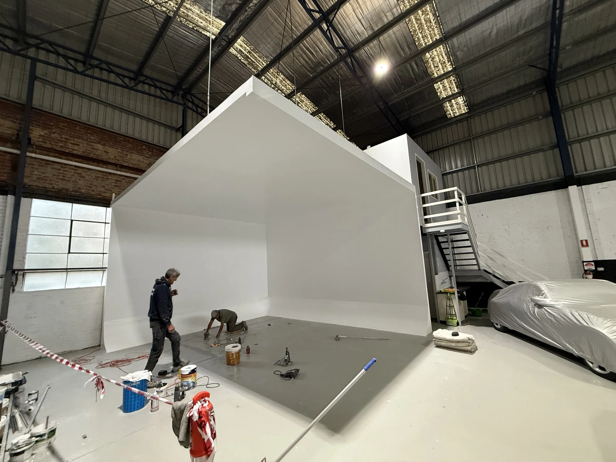 A warehouse photography cove plastered and finished white